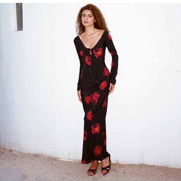 Réalisation Par The Selma Silk Dress in Euphoria Noir - Picture 1 of 4